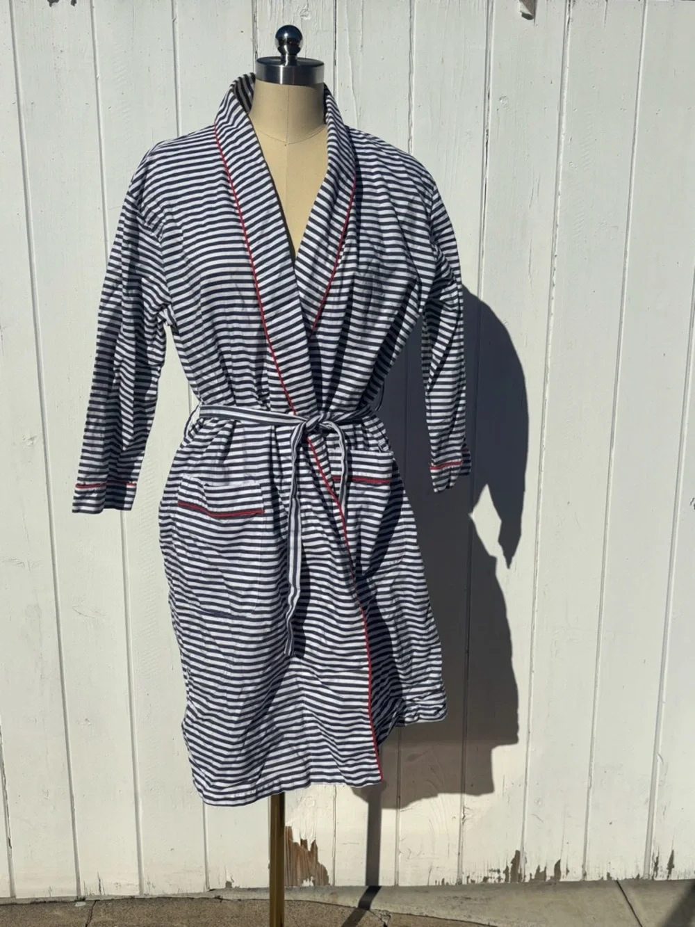 Sleepy Jones Striped Cotton Robe Small